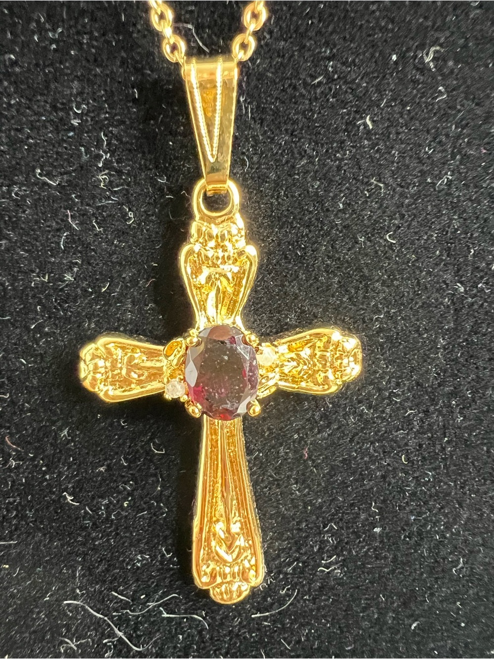 Brand New-14K GE LIND Signed Cross Cz Ornate Pendant & Chain Necklace.